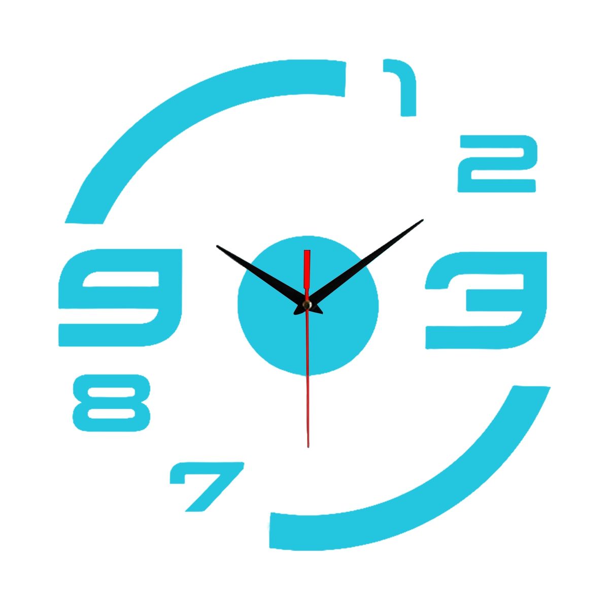 Wall Hanging Clock Digital Hanging Clock Modern Art Decal Blue