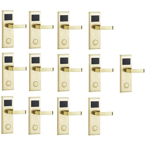 Door Lock With RFID Card Access Control - Gold - 13 Set