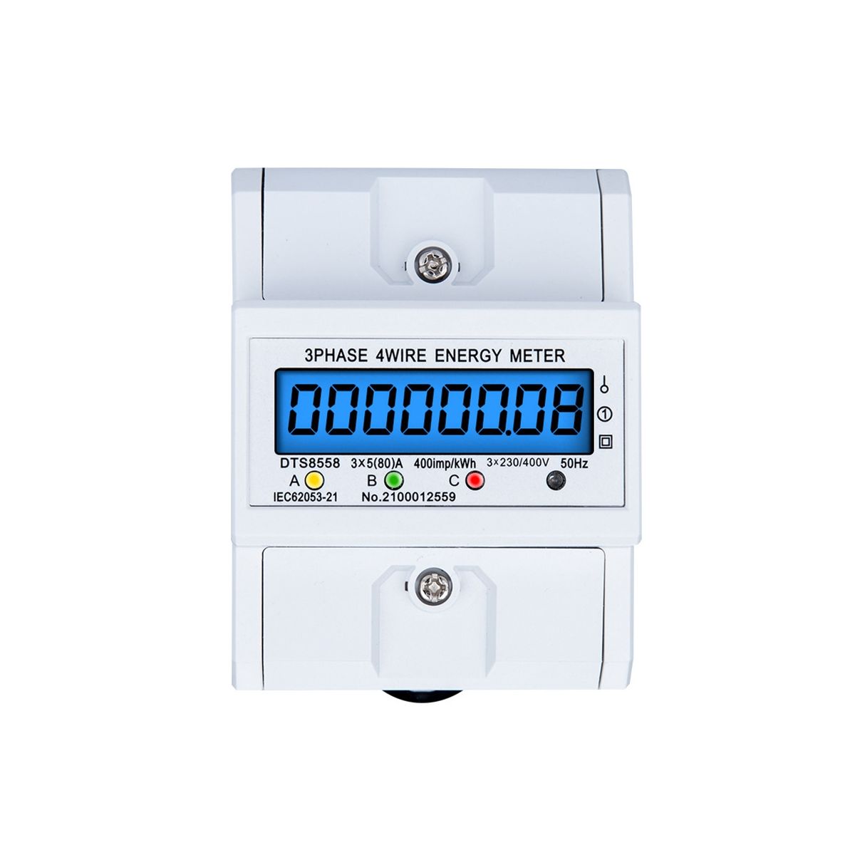 DTS8558 Din Rail 3 Phase 4 Wire Electric KiloWatthour Power Consumption Energy Meter Wattmeter KWh 580A 50Hz LCD