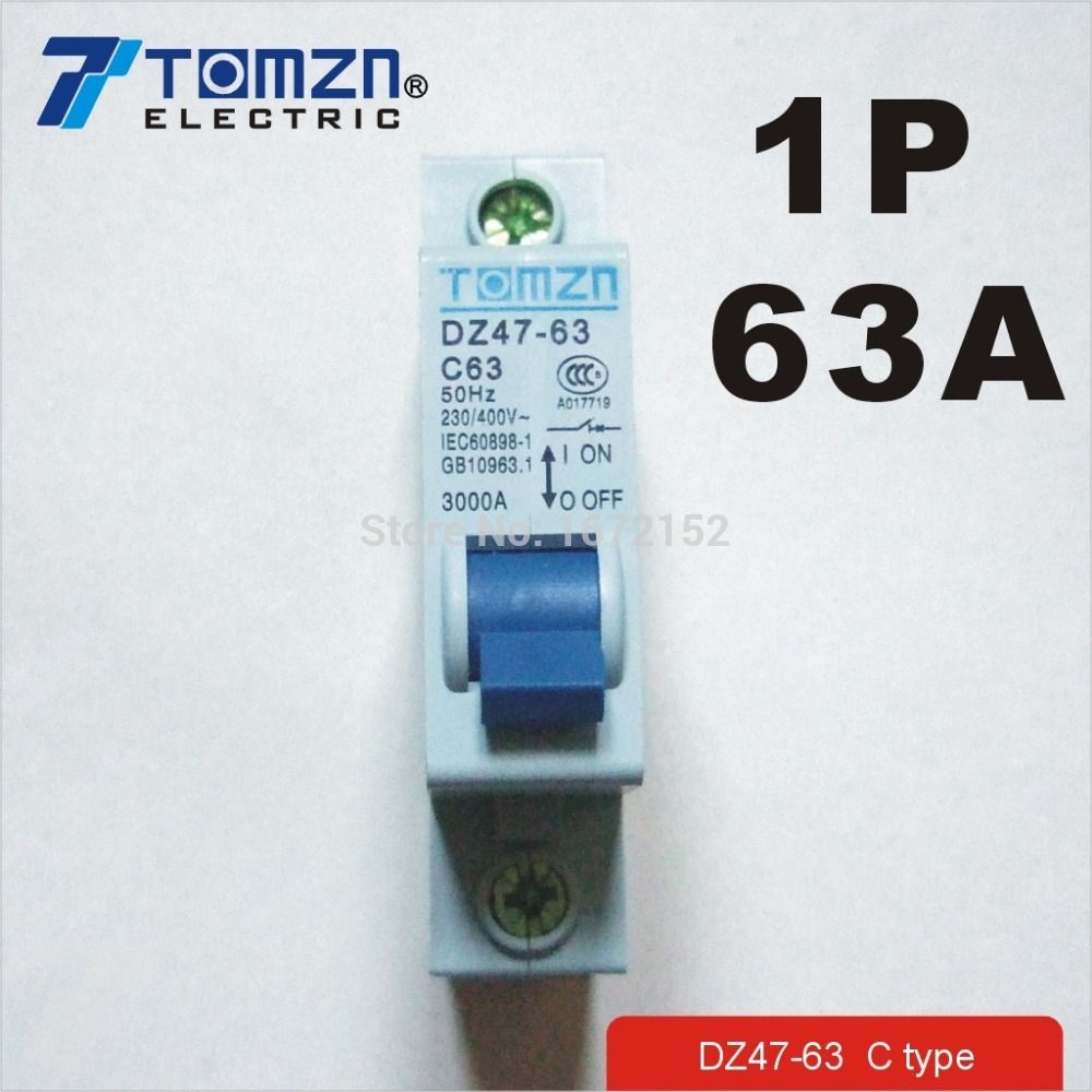 60HZ Mini Breaker C45 230V~ 1P 63A Circuit MCB 50HZ
