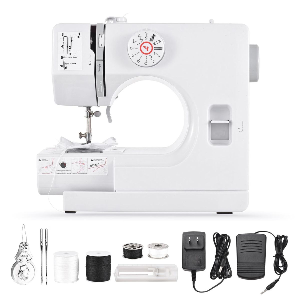 Swiitol Portable Sewing Machines with 12 Built-in Stitch Patterns Light Adjustable Speed Household Mini Sewing Machine for Beginners