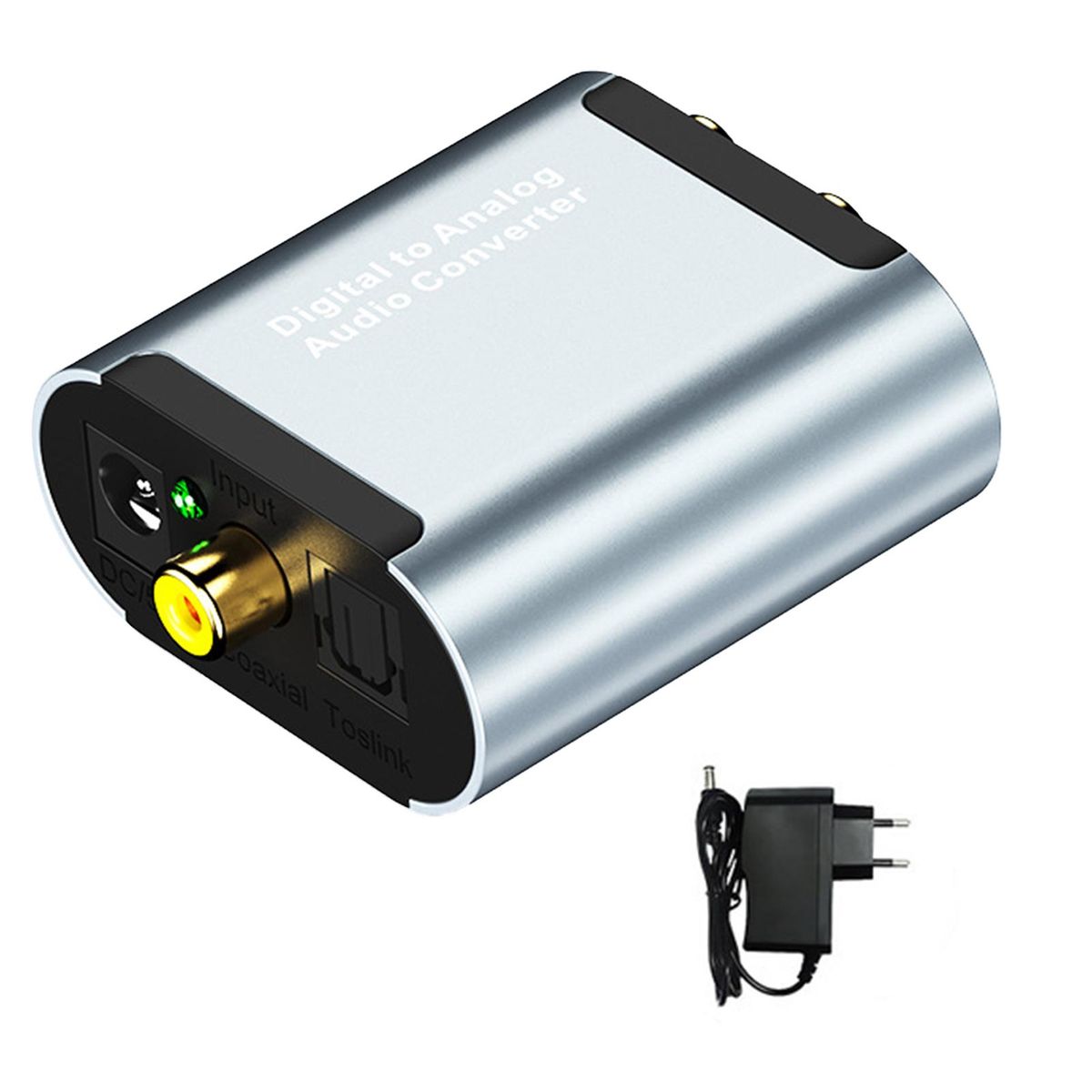Audio Coaxial Toslink Digital to Analog Stereo Sliver Gray