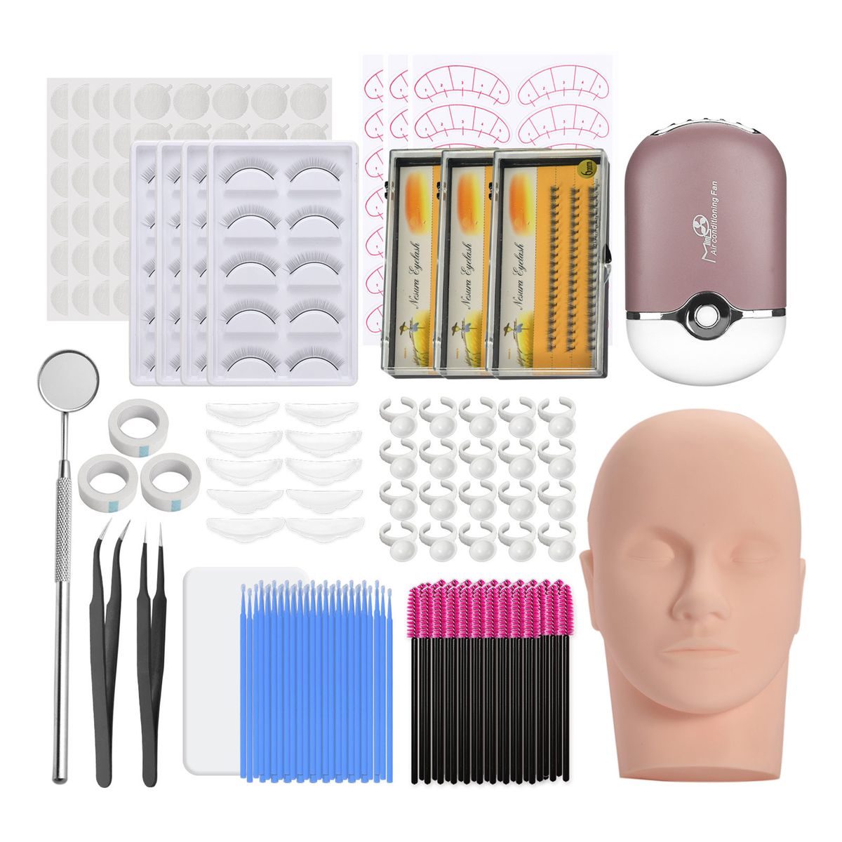 False Eyelashes Extension Practice Exercise Set Mannequin