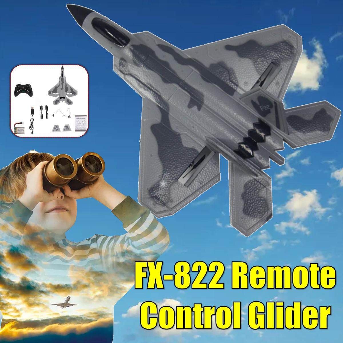 FX822 F-22 Raptor RC Model Fighter Airplane Remote Control Airplane Fixed-wing Model Toy For Kids Gift Collection
