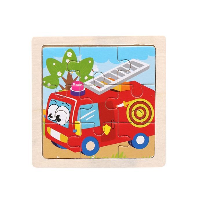 Small Puzzle  Hildren's Puzzle 9 Pie Es Of Woody Forest Animal Story Puzzle-Multicolor-Fire Truck