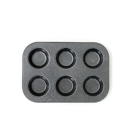 Noon East Carbon Steel 6 Cupcakes Baking Pan - Granite Dark Grey