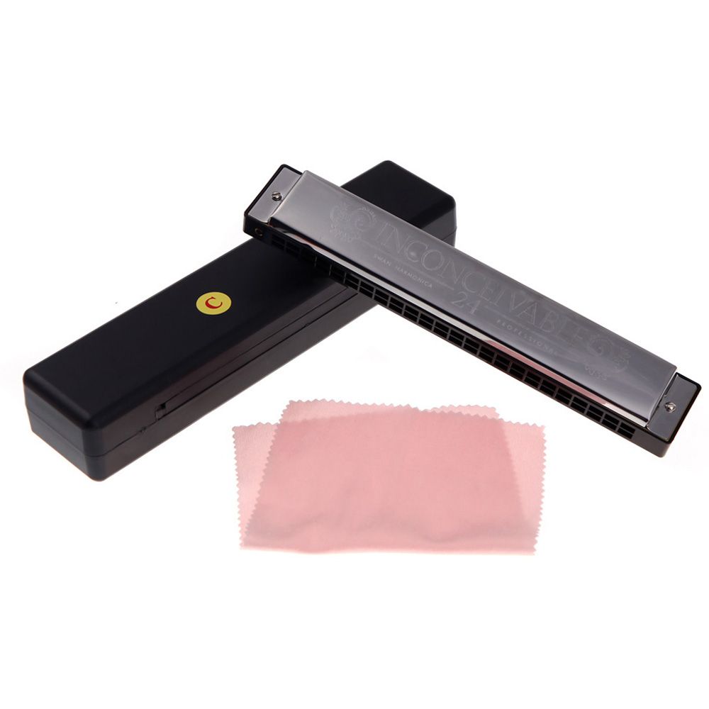 Swan Tremolo Harmonica Mouth Organ 24 Double Holes With 48
