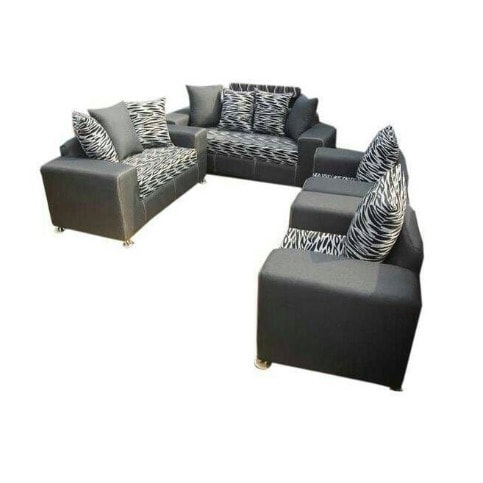 Zebra Striped 7 Seater Sofa-black And Ash