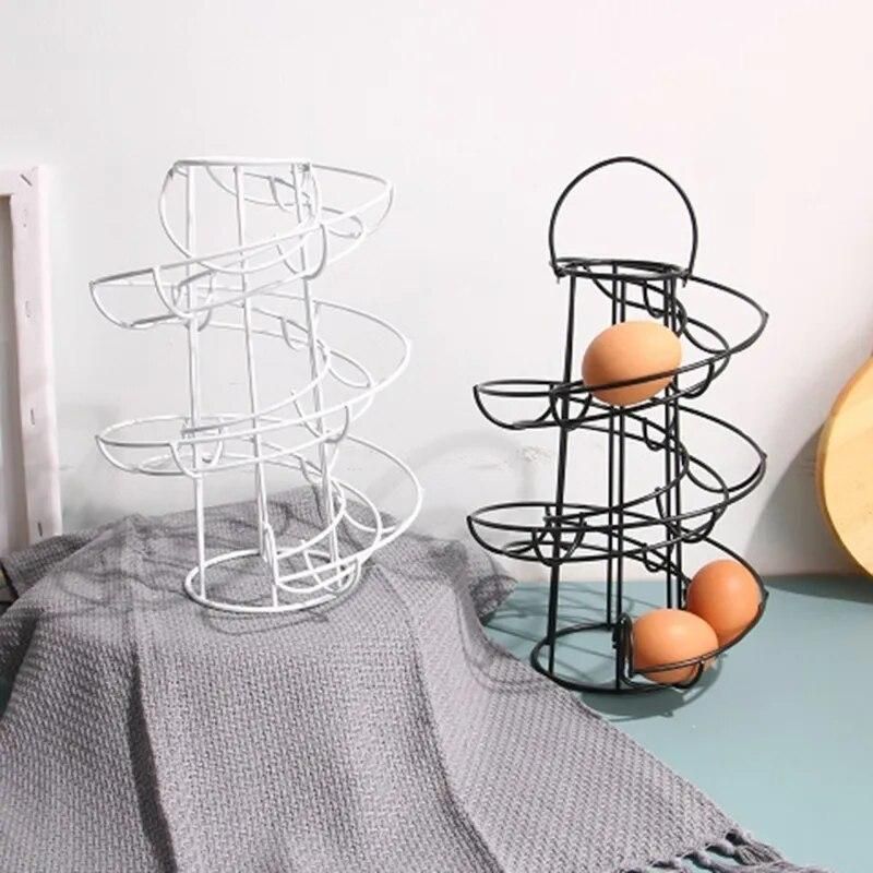 Egg Rack Spiral Storage Rack Egg Skelter Deluxe Spiraling Dispenser Rack Basket Storage Space Multi-functional Rack