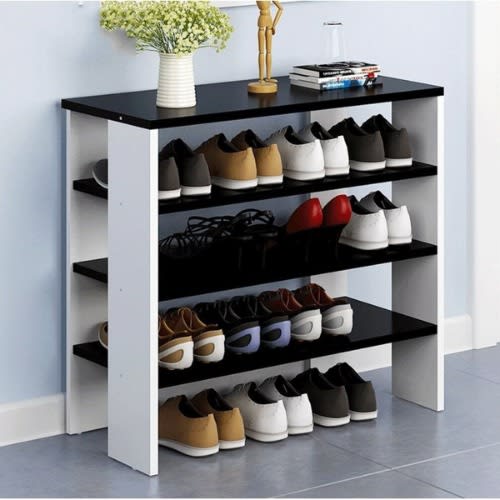 Wooden Shoe Rack - White & Black