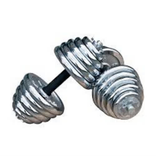 40kg Chromed Iron Adjustable Dumbbell Set - Silver