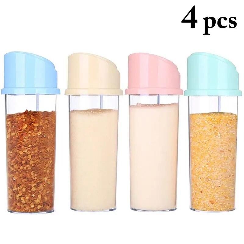 4pcs Spice Jar Set Salt and Pepper Seasoning Bottle Kitchen Condiment Cruet Storage Container Spice Bottles Seasoning Shaker