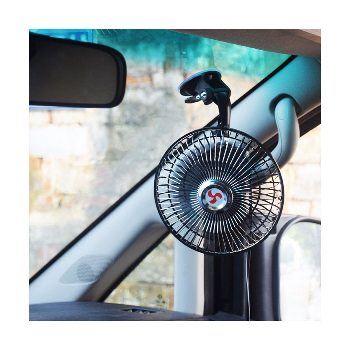 6 Inch 12V Car Fan Dashboard Suction Cup Fan R