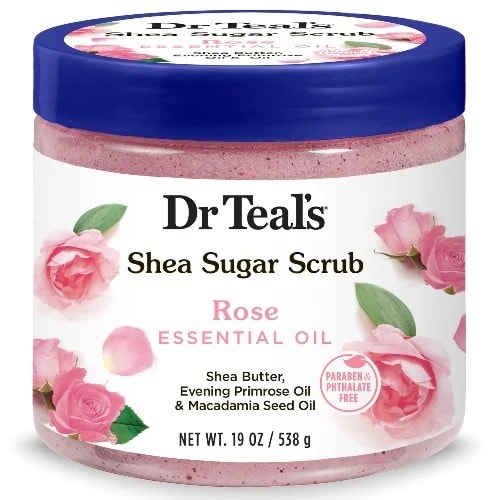 Dr Teals  -  Shea Sugar Body Scrub - Rose Essential Oil - 19 Oz