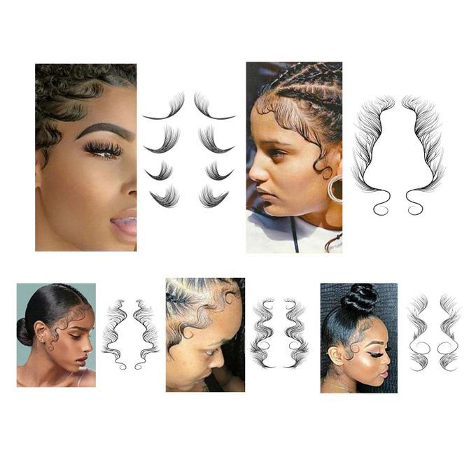 Baby Hair Edge Tattoo Stickers For Women Girls Fashion F 5 Pieces