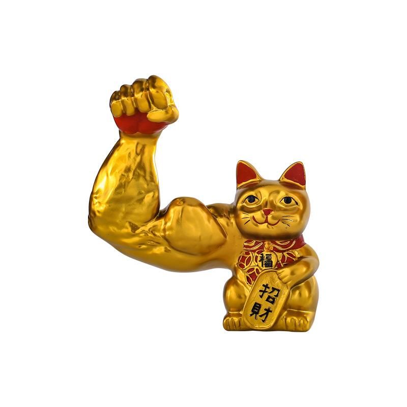 Vigorously Kirin Arm Lucky Cat Decoration Vigorously Muscle Lucky Cat Opening Store Holiday Gift Lucky Cat Small model