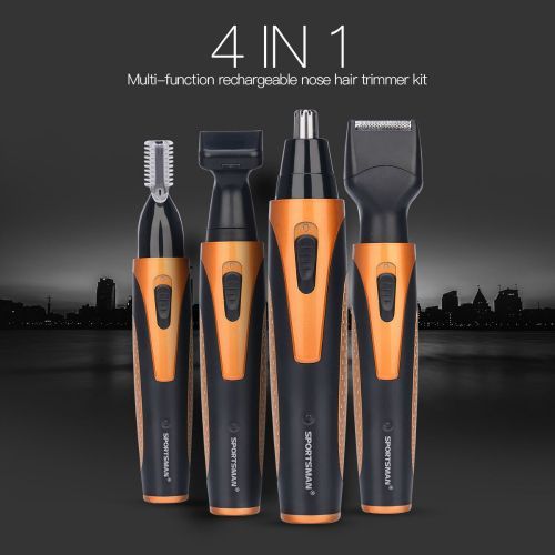 4 In 1 Men's Electric Nose Ear Hair Trimmer USB Rechargeable Sideburns Eyebrow Beard Trimmer Kit