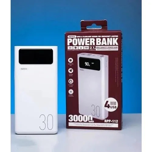 Power Bank With Led Lights Display And 4 Usb - 30000mAh
