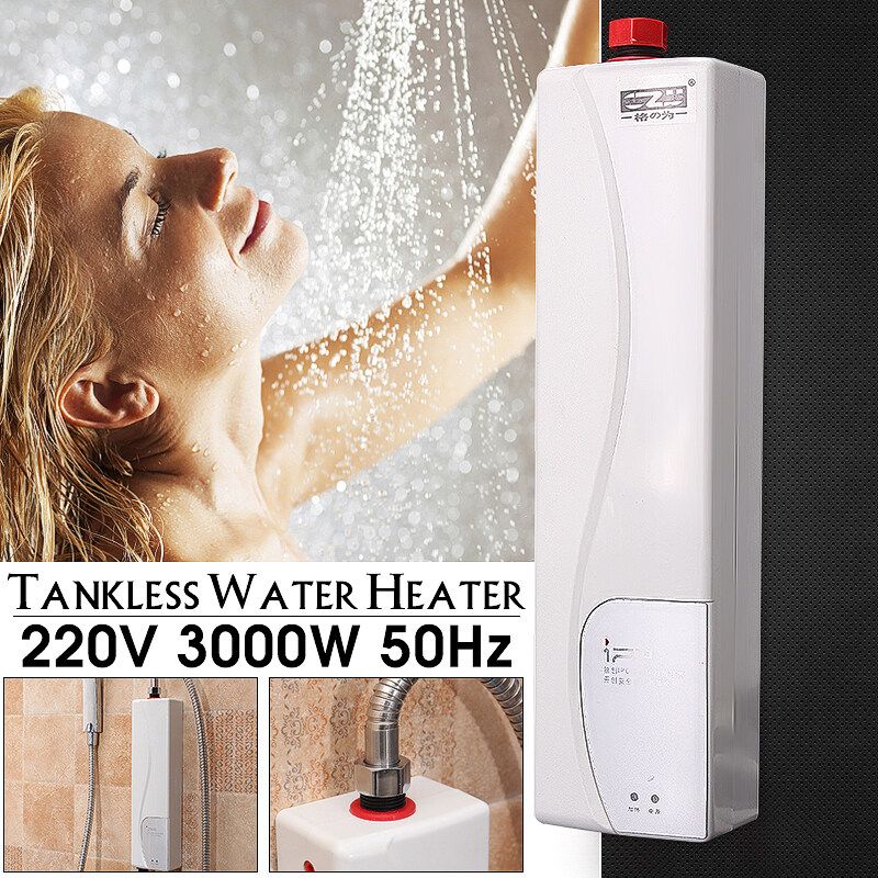 220V 3000W Electric Water Heater Instant Electric Indoor Shower Tankless Water Heater Kitchen Bathroom Bathroom Water Heating White
