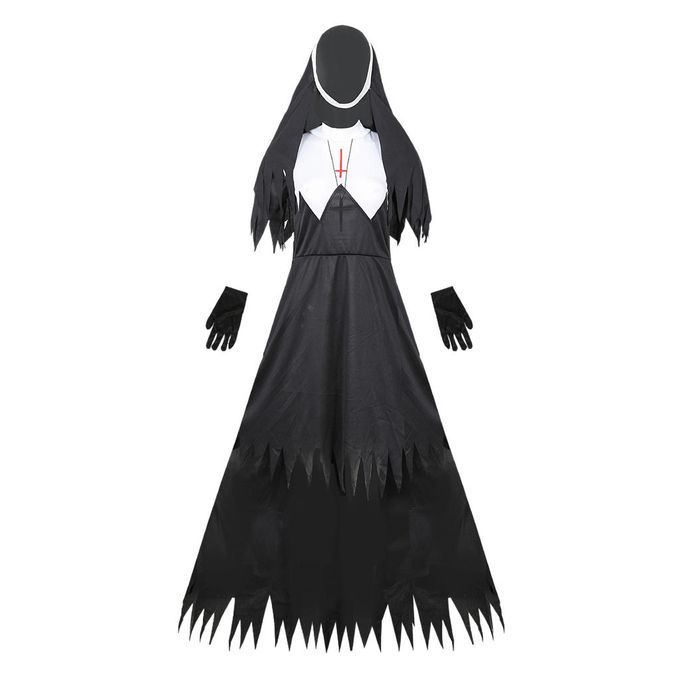 Magic Nun Costume Ladies Halloween Adult Nun Fancy Dress Black S