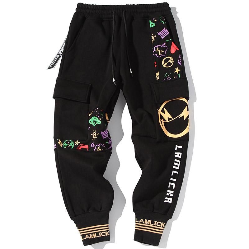 AOLEGS-CARD PANTS with funny image print for men Street Clothing Hip-Hop Tracksuit Sport Pants Bombachans Welged Joggers