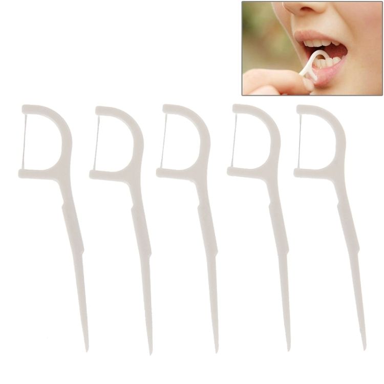 50 PCS Tooth Pick With Thread Wide Type ABS Dental Floss