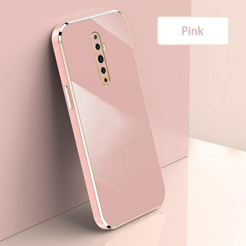 Ultra Thin Plating Phone Case for OPPO Reno2 F Reno 2Z Lens Protection soft Phone Back Cover-Pink