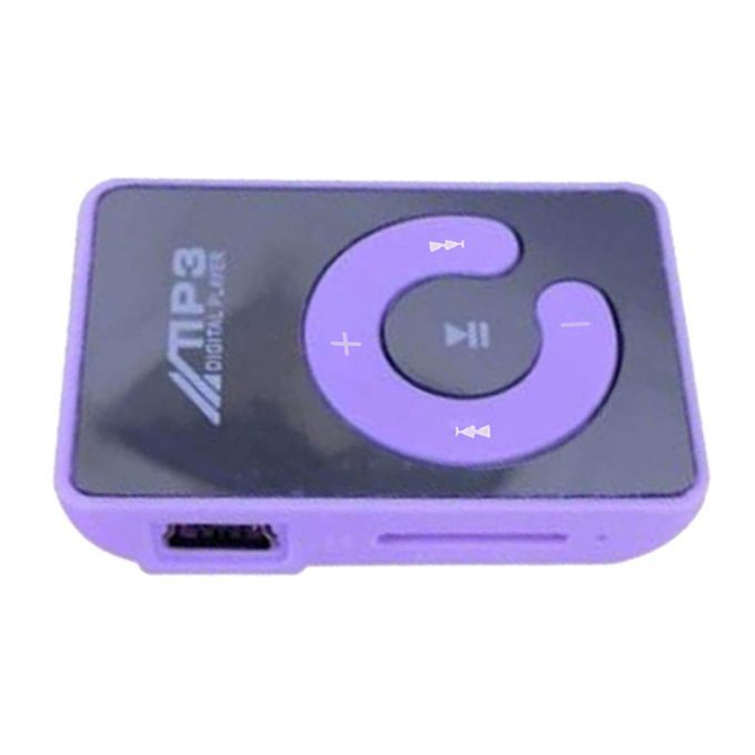 Mirror Clip Digital USB Mp3 Music Player Support 1-8GB SD TF Purple