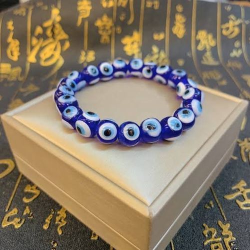 Blue Eye Detail Bead Bracelet With Hand Of Hamsa