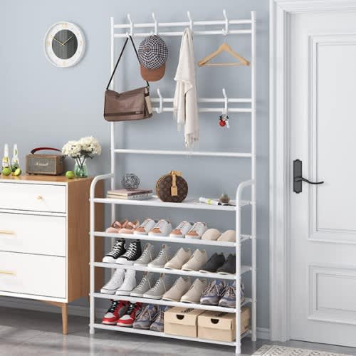 5 Tiers Multifunctional Shoe/Coat/Hat Rack - White
