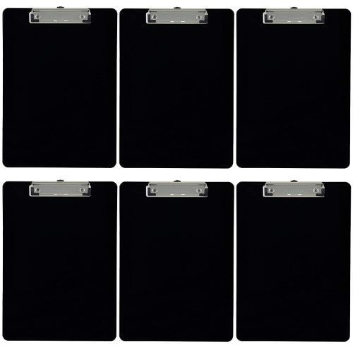(6 Pieces) Clip Boards PVC Opaque A4 Black