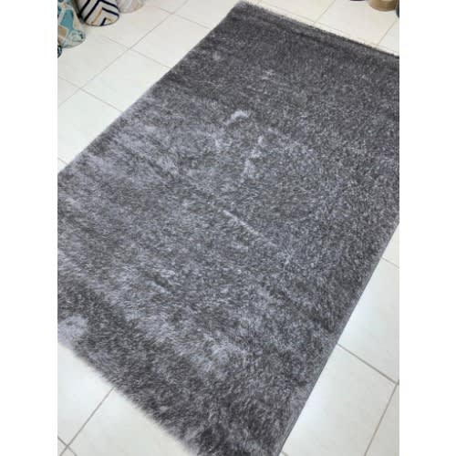 Abstract Fluffy Shaggy Turkish Rug - Grey 4x6ft