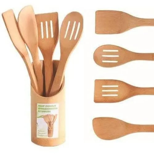 Round Wooden Spatula Set-brown