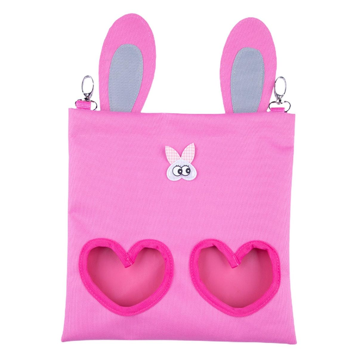 Hanging Grass Feeder Bag for Rabbits Small Pets Waste-reducing Cage Pink