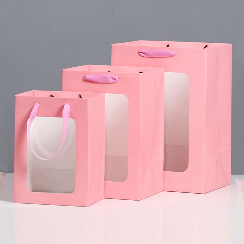 10pcs Transparent Window Kraft Paper Gift Bags Flower Gifts