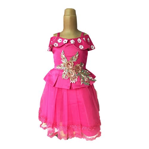 Spaghetti Sleeve Dress With Off Shoulder Neck Party Dress -pink