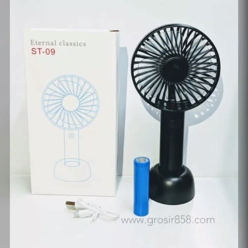 Portable Usb Rechargeable Travel Fan With Stand - Black