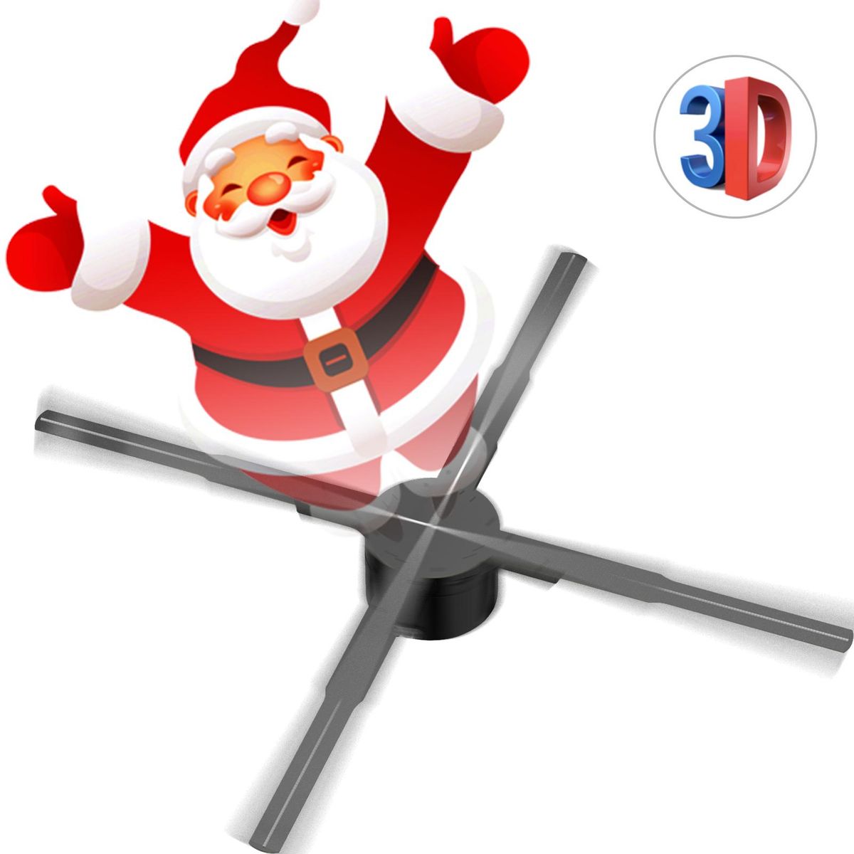 P62 3D Hologram Projector Advertising Display Fan Wall-mounted Player 3D Naked Eye 2K HD LED Photo Video Fan with 722pcs LED Light Beads Remote Control Sign Real-time Screen Display for Business Shop Store Bars Exhibition Entertainment Holiday Events 16GB