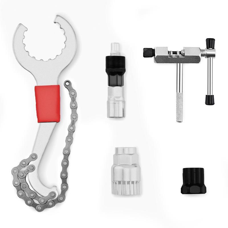 Bicycle repair tool central axis flywheel tail hook wrench chain remover repair tool bicycle tool accessories Four-piece set +724 chain cutter