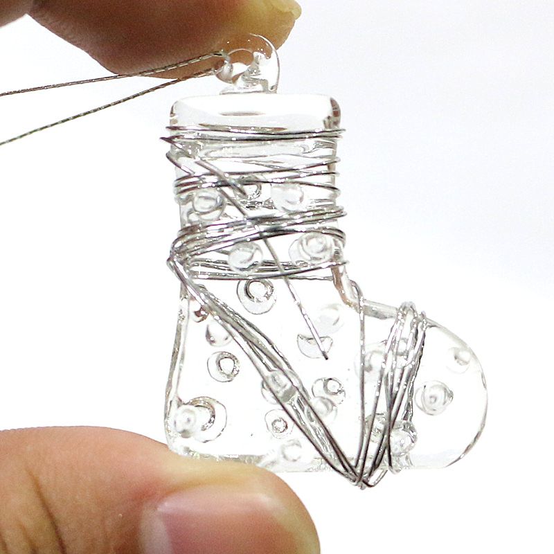 Christmas Ornament Transparent CrystalIcetern Heart Sock