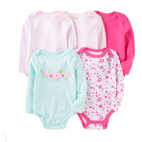 5pcs Baby Girl Long Sleeve Bodysuit Onesies