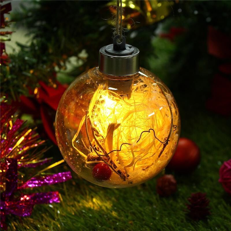 Christmas Tree LED Xmas Ball Light Lamp Hanging Ornaments Party Wedding Decor Yellow