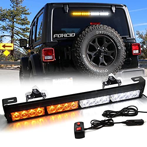 FOXCID 16 LED 18 Inch White  Amber Emergency Hazard Warning