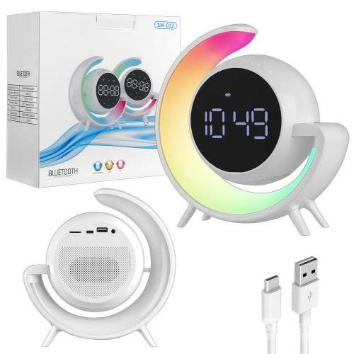 SM-012 RGB Ambient Lighting Alarm Clock Led Lamp Wireless Speaker 10W