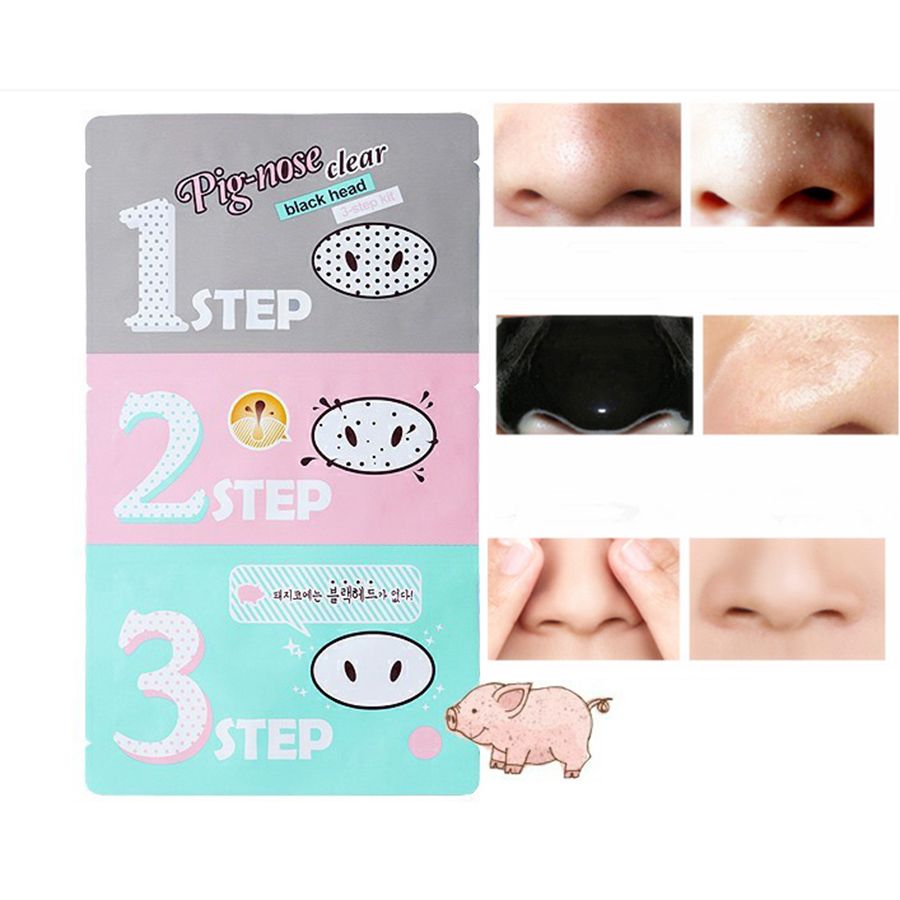 Cosmetic Head Massage Holika Kit Sticker Remover Holika Blackhead Nose Pig Remove Acne 7pcs Step Black D0164 3