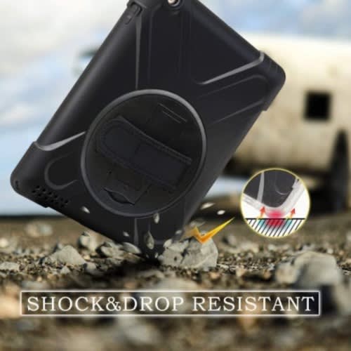 Heavy Duty Hard Cover With Rotating Handle Kickstand + Shoulder Strap For iPad Air 1
