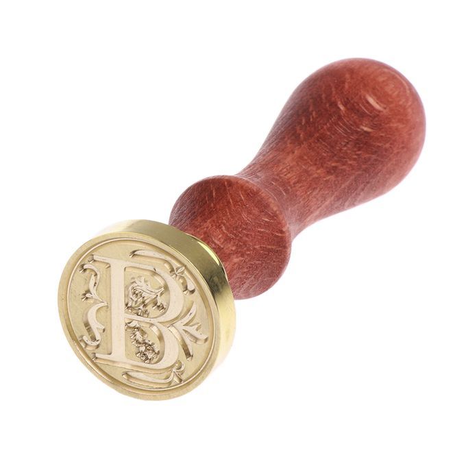 DIY Brass Head 26 Letter AZ Sealing Stamp Wood Handle B