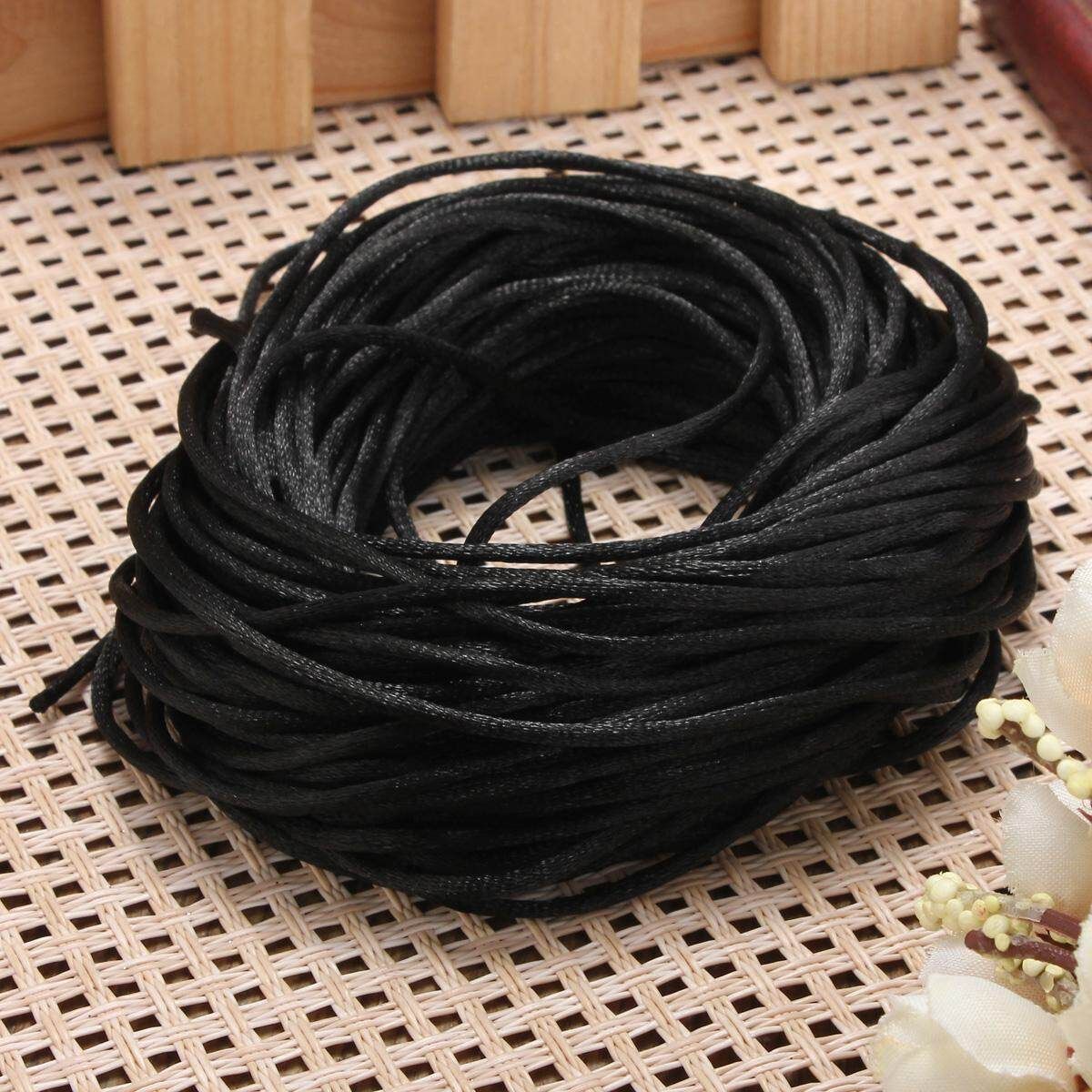 20M Rope 2mm Nylon Chinese Knot Cord Macrame Bead Braided Jewelry Thread String Black