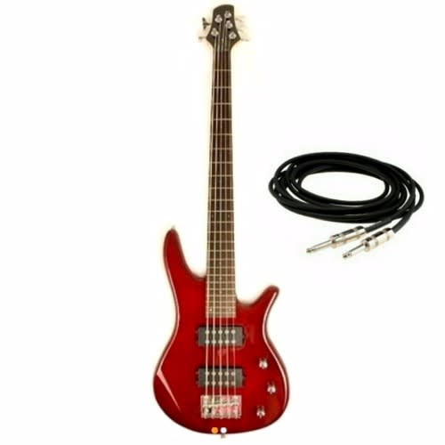 Professional 5 Strings Bass Guitar with Cord- Red