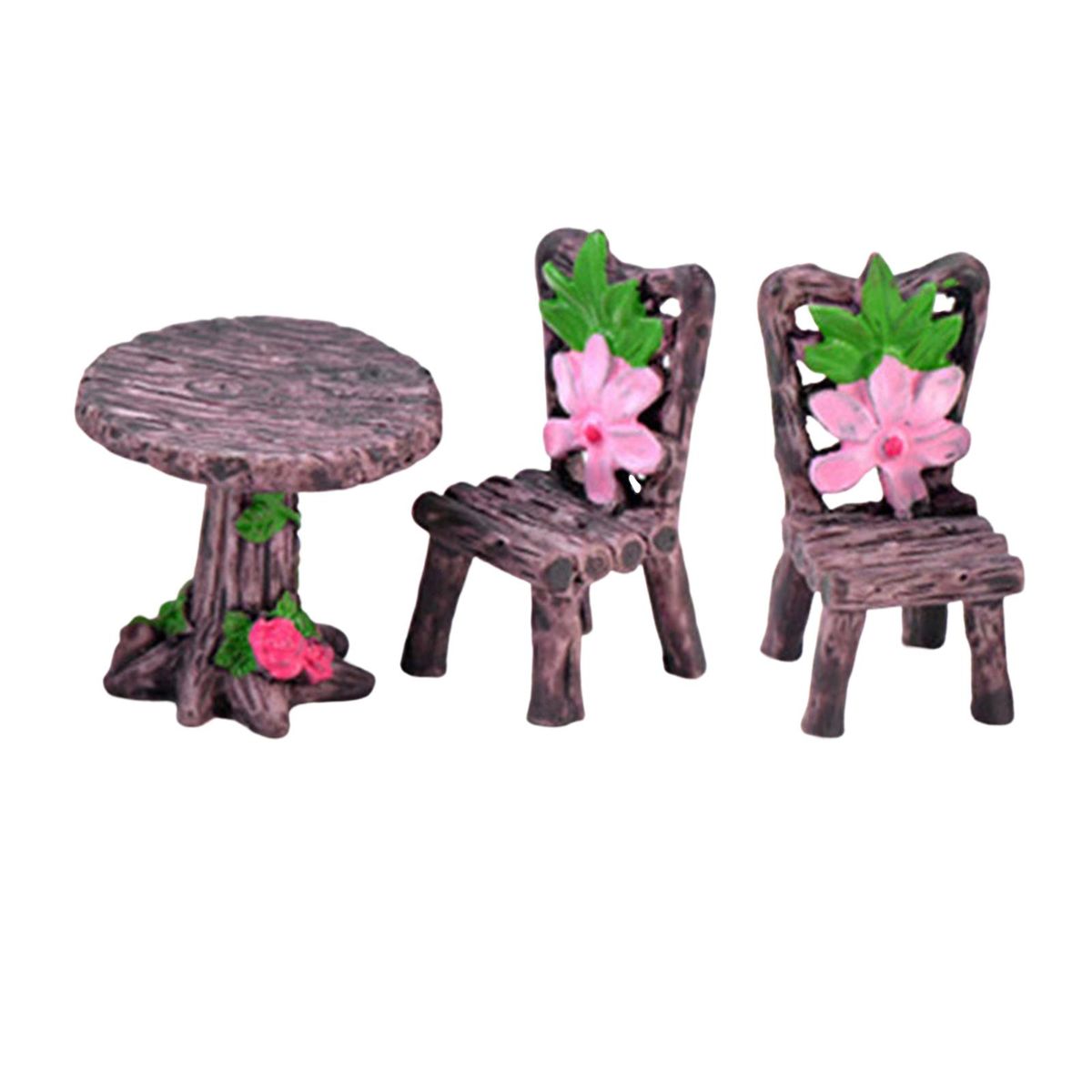 Miniature Table Chair Set  Resin Furniture For Flowerpot